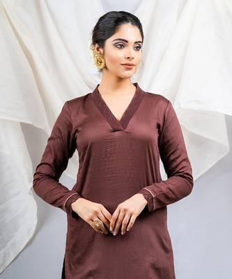 Brown cotton silk kurta set 4