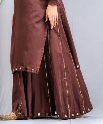 Brown cotton silk kurta set 5