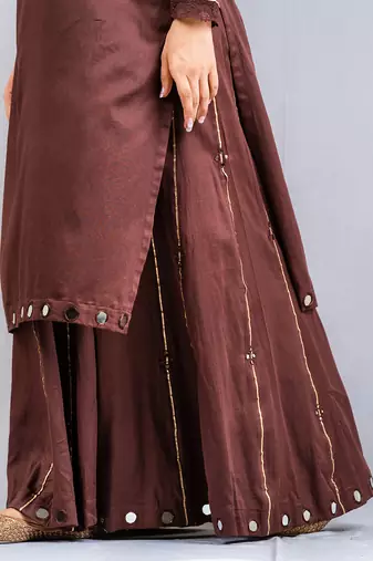Brown cotton silk kurta set