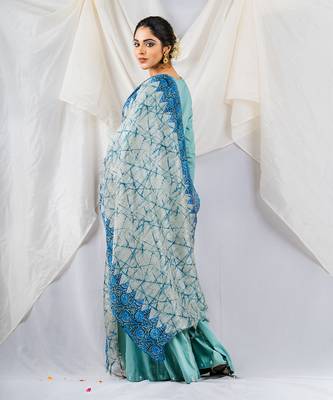 Aqua blue cotton silk kurta set 5
