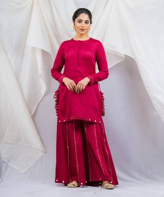 Pink cotton silk kurta set 2