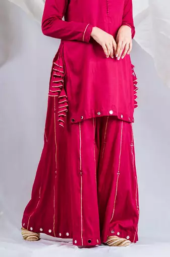 Pink cotton silk kurta set