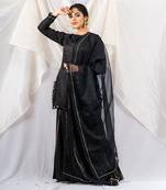 Black cotton silk kurta set