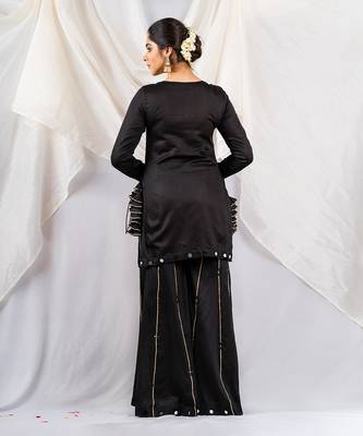 Black cotton silk kurta set 4