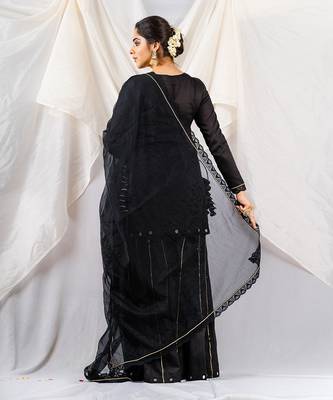 Black cotton silk kurta set 5