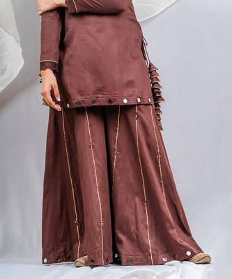 Brown cotton silk kurta set 3