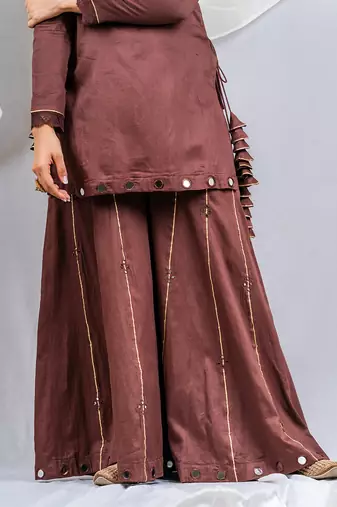 Brown cotton silk kurta set