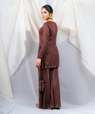 Brown cotton silk kurta set 4