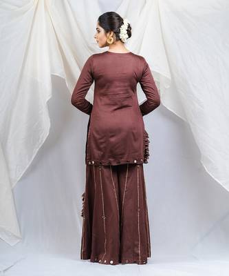 Brown cotton silk kurta set 5