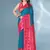 Rama polka paithani silk contrast zari woven saree with unstitched blouse