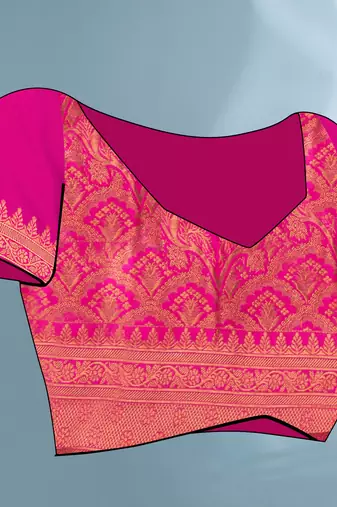 Rama polka paithani silk contrast zari woven saree with unstitched blouse
