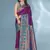 Purple polka paithani silk contrast zari woven saree with unstitched blouse