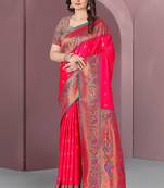 Pink Original Meenakari Paithani Silk Zari Woven Saree