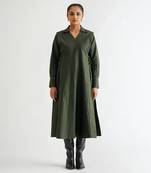 Dark green cotton twill dress