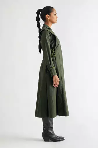 Dark green cotton twill dress