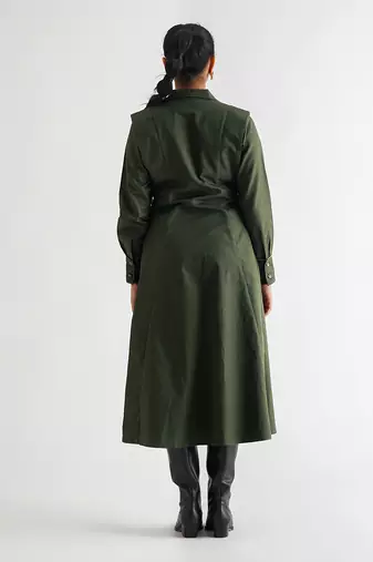 Dark green cotton twill dress