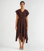 Wine moss crepe dress