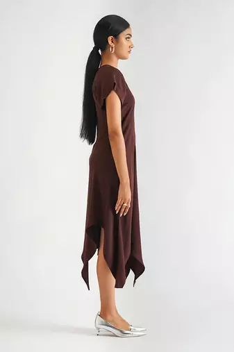 Wine moss crepe dress