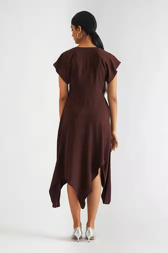 Wine moss crepe dress