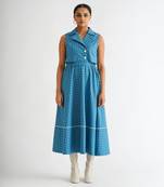 Blue cotton check dress