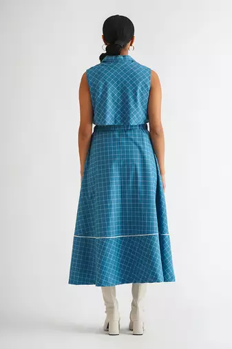 Blue cotton check dress
