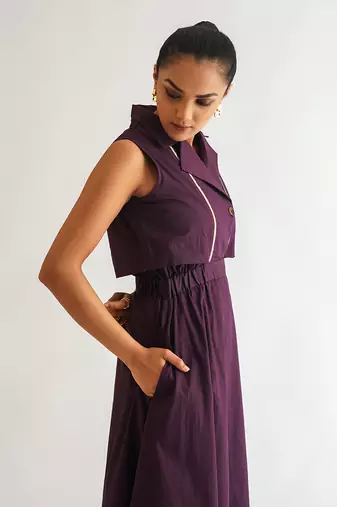 Purple cotton poplin dress