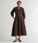 Brown cotton twill dress