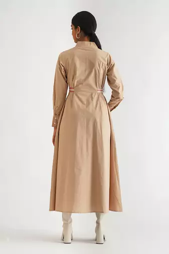 Beige cotton poplin dress