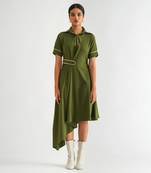 Green moss crepe dress