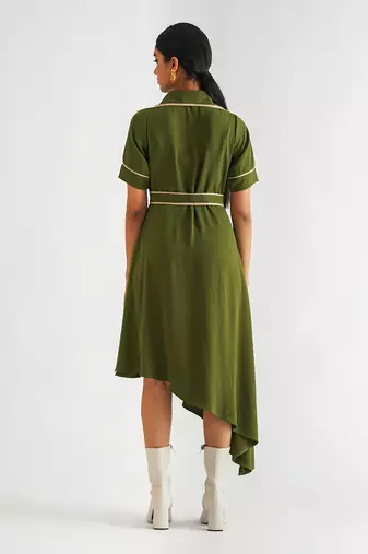 Green moss crepe dress