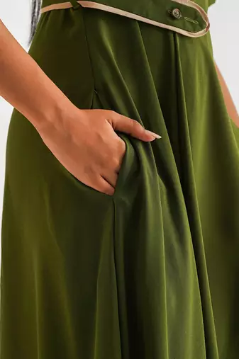 Green moss crepe dress