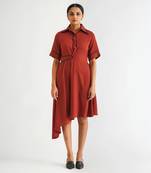 Warm red moss crepe dress