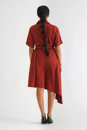 Warm red moss crepe dress