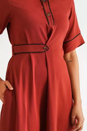 Warm red moss crepe dress