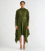 Green moss crepe dress