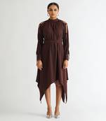 Wine moss crepe dress