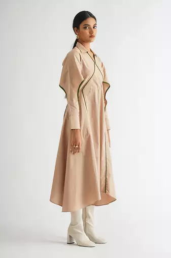 Beige cotton poplin dress