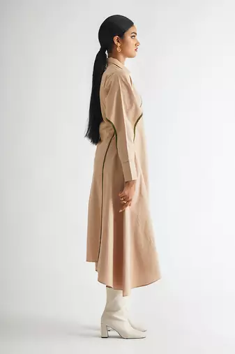 Beige cotton poplin dress