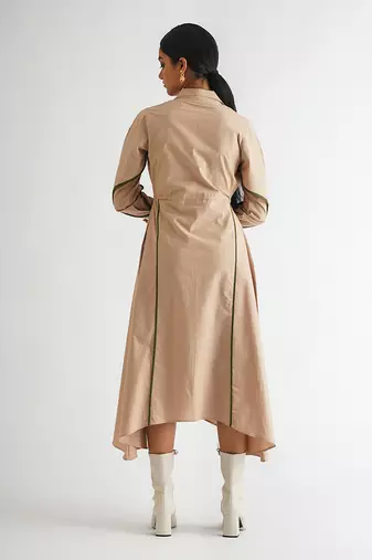 Beige cotton poplin dress
