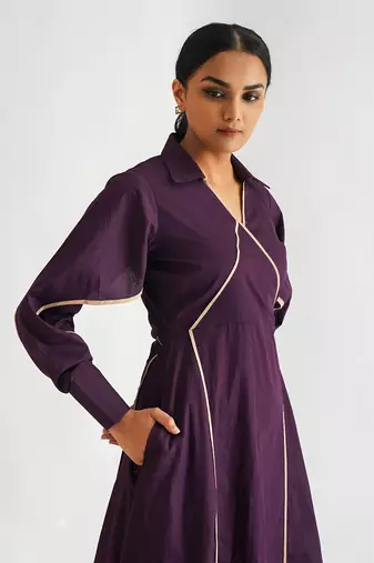Puple cotton poplin dress
