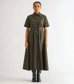 Dark green cotton twill dress