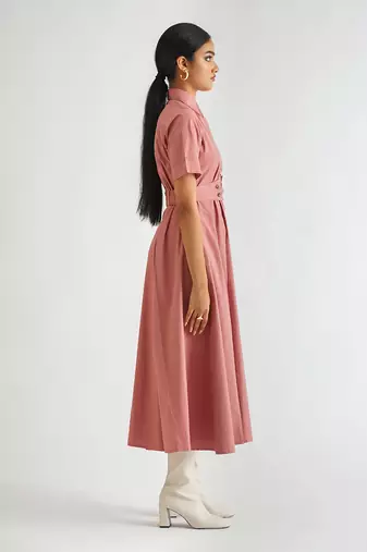 Dusty pink cotton poplin dress