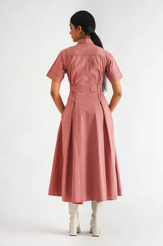 Dusty pink cotton poplin dress