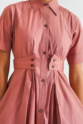 Dusty pink cotton poplin dress