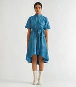 Blue cotton satin  dress