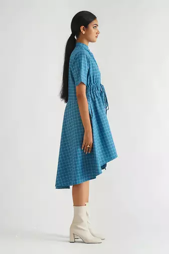 Blue cotton satin  dress