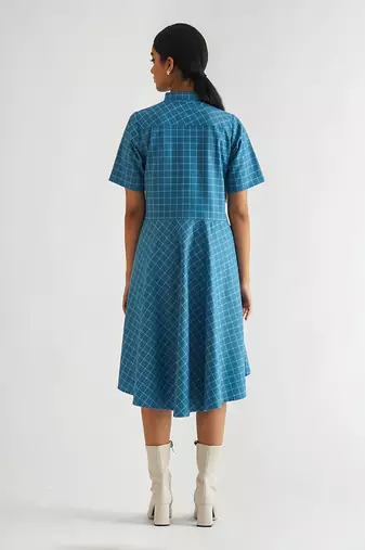 Blue cotton satin  dress