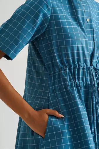 Blue cotton satin  dress