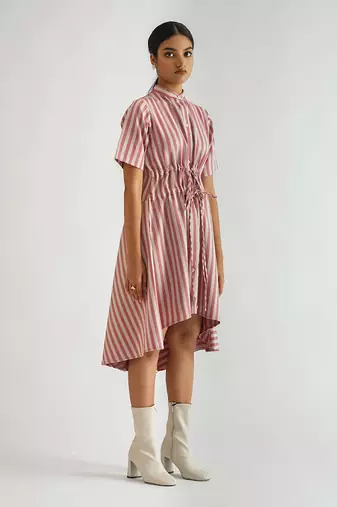 Pink/grey  cotton check dress