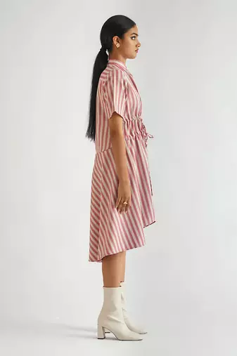 Pink/grey  cotton check dress